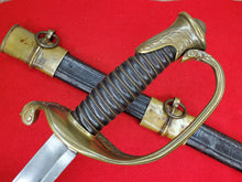 UNMARKED M1850 FOOT OFFICERS SWORD AND LEATHER SCABBARD