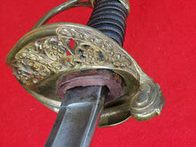 UNMARKED M1850 FOOT OFFICERS SWORD AND LEATHER SCABBARD