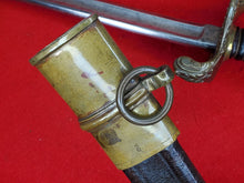 UNMARKED M1850 FOOT OFFICERS SWORD AND LEATHER SCABBARD