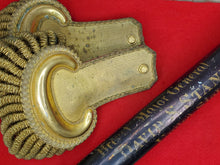 ORIGINAL CIVIL WAR GOLD BULLION EPAULETS AND PAINTED DOCUMENT TUBE OF MAJ GENERAL DAVID SLOANE STANLEY MEDAL OF HONOR RECIPIENT