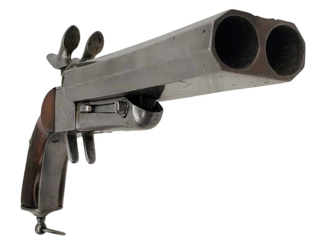 BELGIAN .60 CAL DOUBLE BARREL FOLDING TRIGGER PINFIRE PISTOL