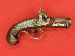 DERINGE MARKED .41 CAL PERCUSSION DERRINGER STYLE SINGLE SHOT PISTOL