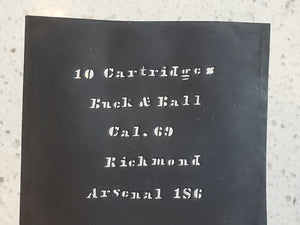 RICHMOND ARSENAL .69 CAL PAPER CARTRIDGE PACKAGE STENCIL
