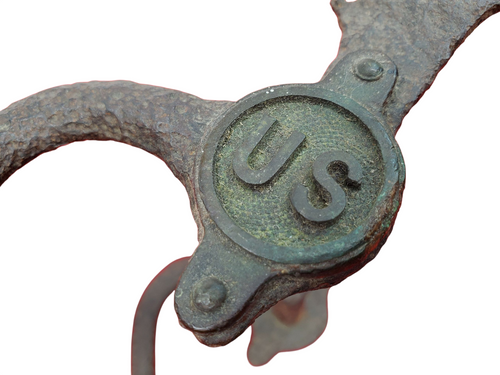 EXCAVATED M1859 FEDERAL HORSE BIT WITH U.S. BOSSES