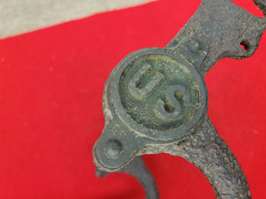 EXCAVATED M1859 FEDERAL HORSE BIT WITH U.S. BOSSES