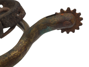 M1859 FEDERAL "GUTTER BACK" CAVALRY SPUR WITH ROWEL AND ORIGINAL LEATHER STRAP