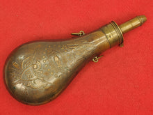 PRE CIVIL WAR "BATTY" BRASS PEACE POWDER FLASK WITH 1849 DATE