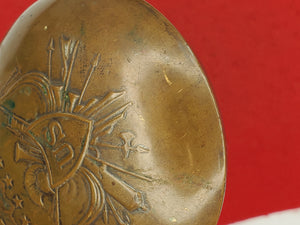 PRE CIVIL WAR "BATTY" BRASS PEACE POWDER FLASK WITH 1849 DATE