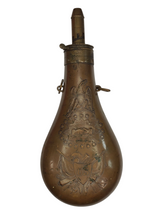 PRE CIVIL WAR "BATTY" BRASS PEACE POWDER FLASK WITH 1849 DATE