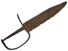 EXCAVATED CONFEDERATE D-GUARD BOWIE KNIFE RECOVERED FROM FT. DONELSON AND PUBLISHED IN "CIVIL WAR RELICS OF THE WESTERN CAMPAIGN"