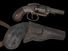 ALLEN & WHEELOCK MEDIUM FRAME BAR HAMMER POCKET PERCUSSION REVOLVER WITH LEATHER HOLSTER