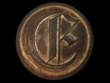 CONFEDERATE ENGINEER'S BUTTON RECOVERED FROM BATTLE OF GRAND ECORE IN LOUISIANA. (W. DOWLER SUPERIOR QUALITY BACKMARK)