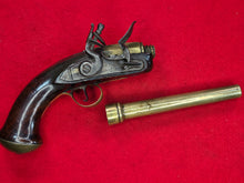 BRITISH .52 CAL FLINTLOCK SCREW ON BRASS BARREL SINGLE SHOT PISTOL