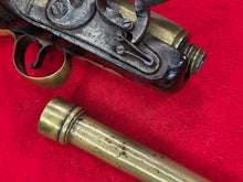 BRITISH .52 CAL FLINTLOCK SCREW ON BRASS BARREL SINGLE SHOT PISTOL