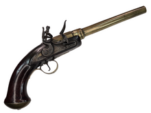 BRITISH .52 CAL FLINTLOCK SCREW ON BRASS BARREL SINGLE SHOT PISTOL