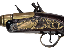 BRITISH .52 CAL FLINTLOCK SCREW ON BRASS BARREL SINGLE SHOT PISTOL