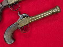 BRASS FRAME AND BARREL SINGLE SHOT PERCUSSION BOOT PISTOLS