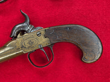 BRASS FRAME AND BARREL SINGLE SHOT PERCUSSION BOOT PISTOLS
