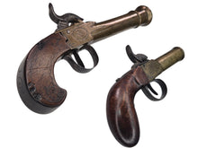 BRASS FRAME AND BARREL SINGLE SHOT PERCUSSION BOOT PISTOLS