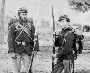 CIVIL WAR DOUBLE BAGGED TARRED CANVAS KNAPSACK THAT BELONGED TO SIDNEY E. COLBURN OF THE 16TH MASSACHUSSETTS BATTALION