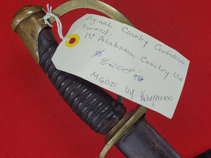 CONFEDERATE HAIMAN CAVALRY SWORD AND SCABBARD III - 1ST ALABAMA CAVALRY